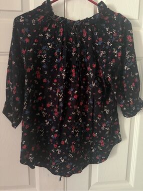 Anthropologie FEI Women’s Black Floral Off-Shoulder Blouse